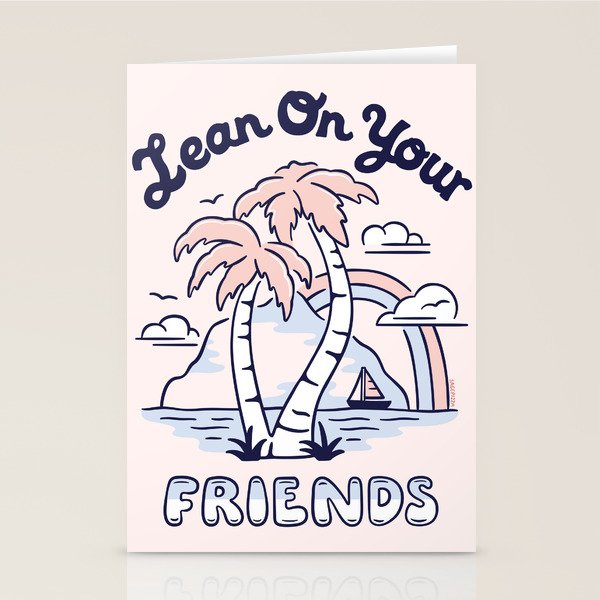LEAN ON YOUR FRIENDS (BLUE/PINK) Stationery Card Gallery Image 2