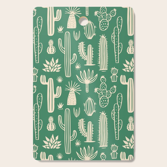 Retro hand drawn cactus plant pattern Cutting Board Gallery Image 1