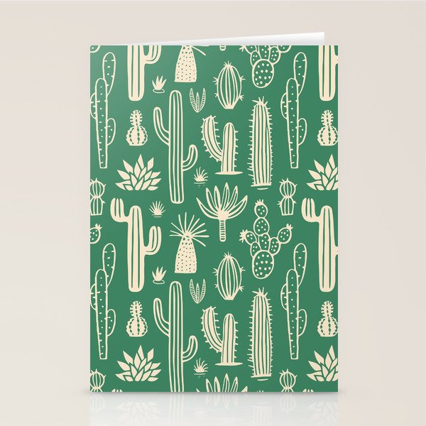 Retro hand drawn cactus plant pattern Stationery Card Gallery Image 2