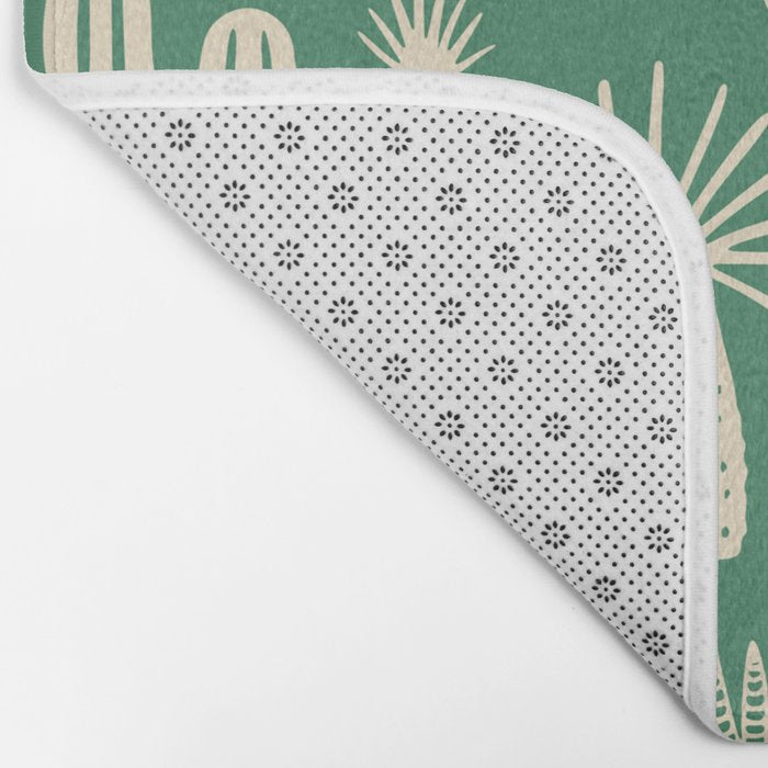 Retro hand drawn cactus plant pattern Bath Mat Gallery Image 2