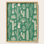 Retro hand drawn cactus plant pattern Serving Tray Gallery Image 1