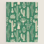 Retro hand drawn cactus plant pattern Jigsaw Puzzle Gallery Image 1