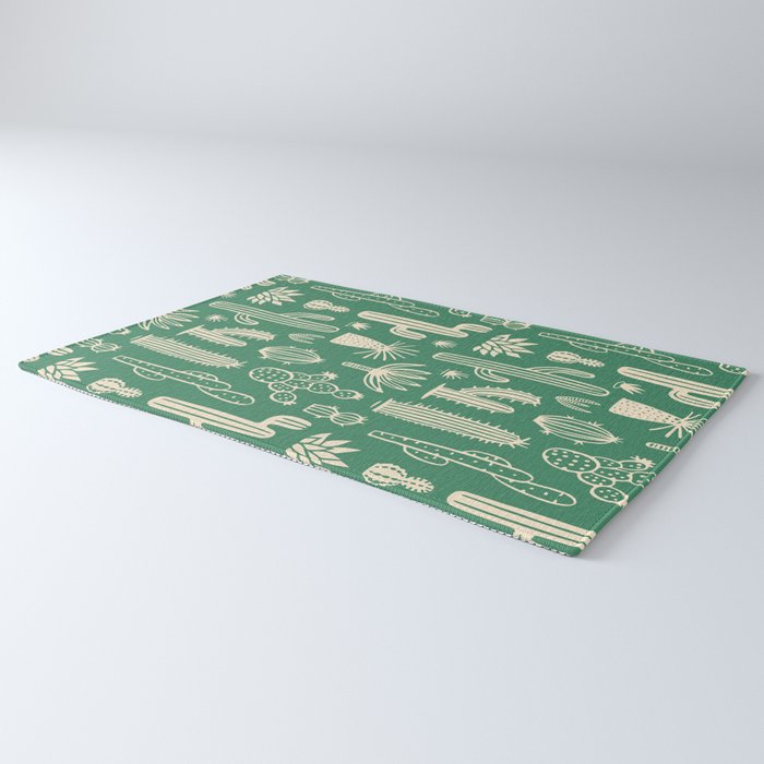 Retro hand drawn cactus plant pattern Rug Gallery Image 3