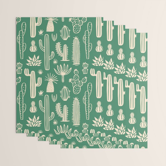 Retro hand drawn cactus plant pattern Wrapping Paper Gallery Image 3