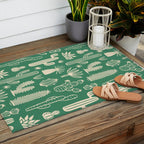 Retro hand drawn cactus plant pattern Outdoor Rug Gallery Image 2