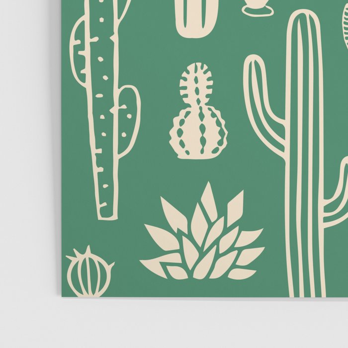 Retro hand drawn cactus plant pattern Poster Gallery Image 3