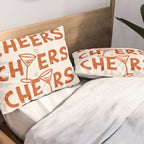 Cheers. Cocktails and Drinks in Burnt Orange and Linen White Pillow Sham Gallery Image 2