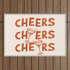 Cheers. Cocktails and Drinks in Burnt Orange and Linen White Outdoor Rug Gallery Image 1