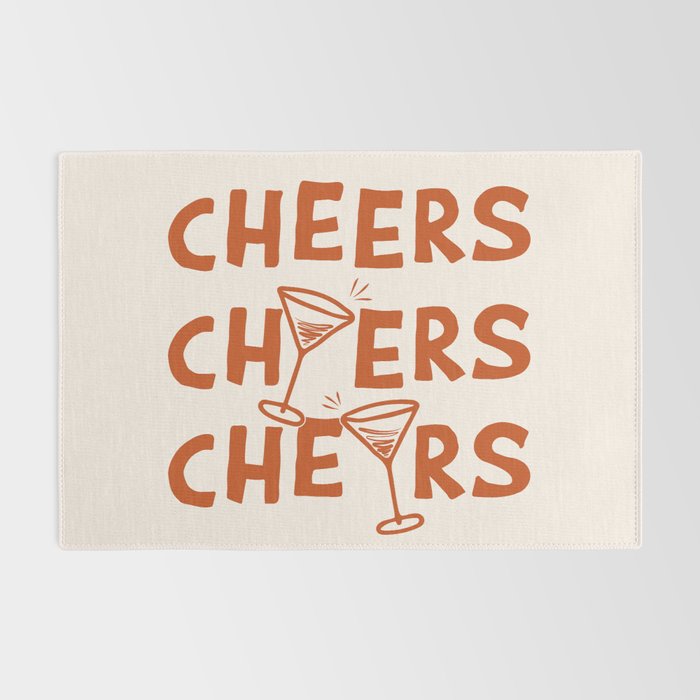 Cheers. Cocktails and Drinks in Burnt Orange and Linen White Rug Gallery Image 2