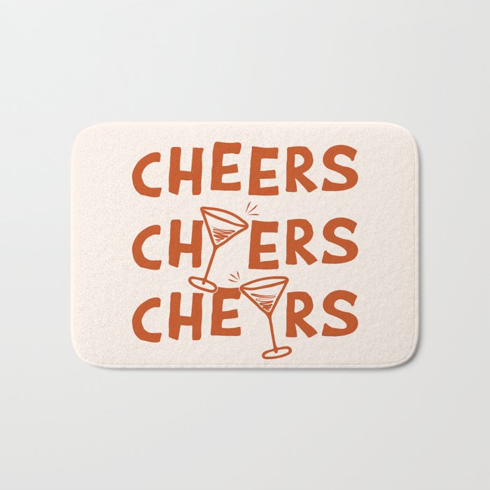 Cheers. Cocktails and Drinks in Burnt Orange and Linen White Bath Mat Gallery Image 1