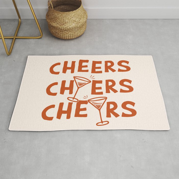 Cheers. Cocktails and Drinks in Burnt Orange and Linen White Rug Gallery Image 1