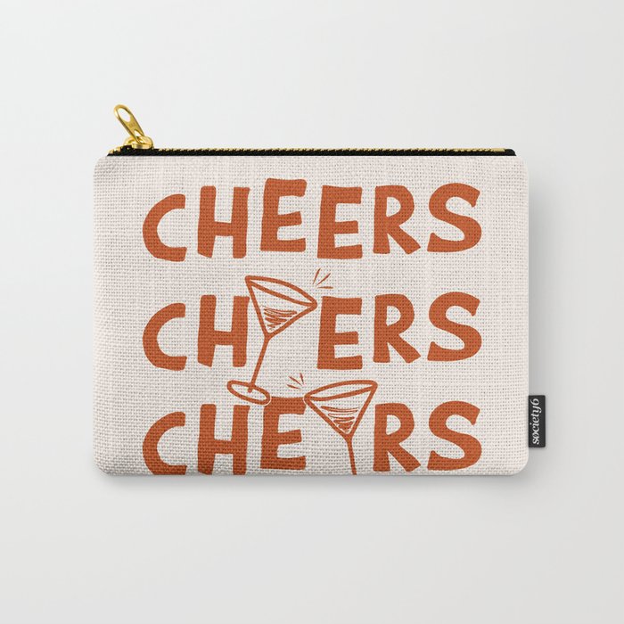 Cheers. Cocktails and Drinks in Burnt Orange and Linen White Carry All Pouch Gallery Image 1