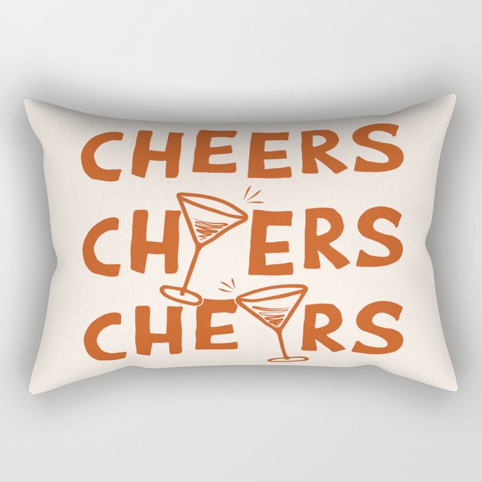 Cheers. Cocktails and Drinks in Burnt Orange and Linen White Rectangular Pillow Gallery Image 1