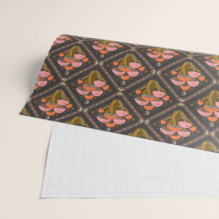 Mushrooms and Moons - Dark Wrapping Paper Gallery Image 2