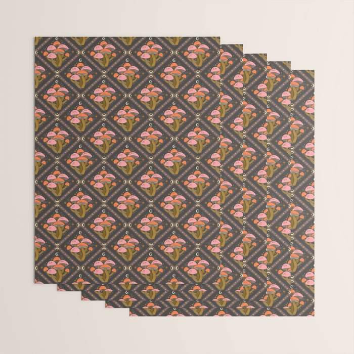 Mushrooms and Moons - Dark Wrapping Paper Gallery Image 3