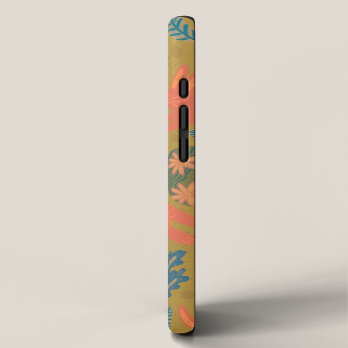 Cute Colorful Rabbits & Decorative Eggs in Terracotta & Green iPhone Case Gallery Image 2