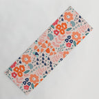 Ditsy Florals, Pink, Orange, Teal, Navy Yoga Mat Gallery Image 1