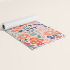 Ditsy Florals, Pink, Orange, Teal, Navy Yoga Mat Gallery Image 2