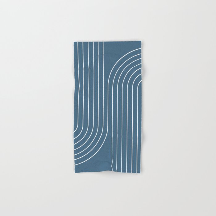 Minimal Line Curvature LXXXIV Nautical Blue Mid Century Modern Arch Abstract Bath Towel Gallery Image 1