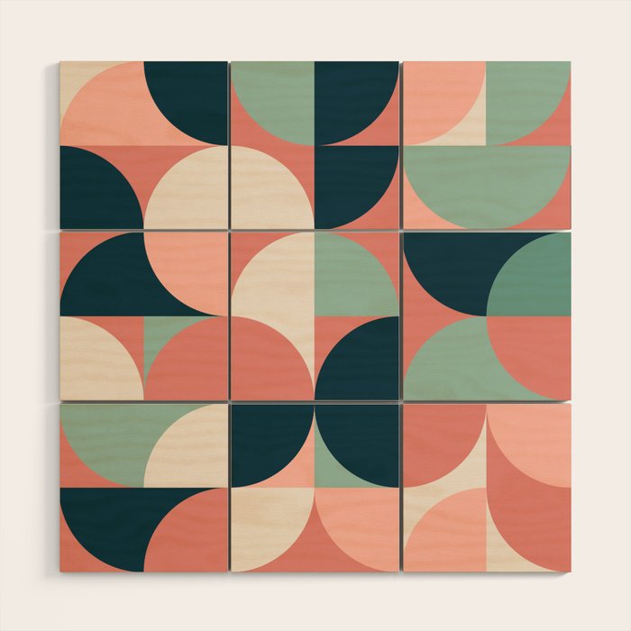 Mid Century Geometric 23C Wood Wall Art Gallery Image 1
