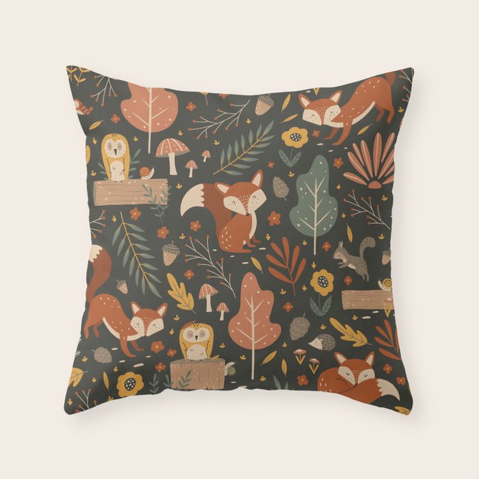 Woodland Critters Throw Pillow Gallery Image 6
