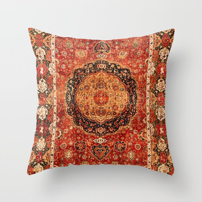 Seley 16th Century Antique Persian Carpet Print Throw Pillow Gallery Image 6