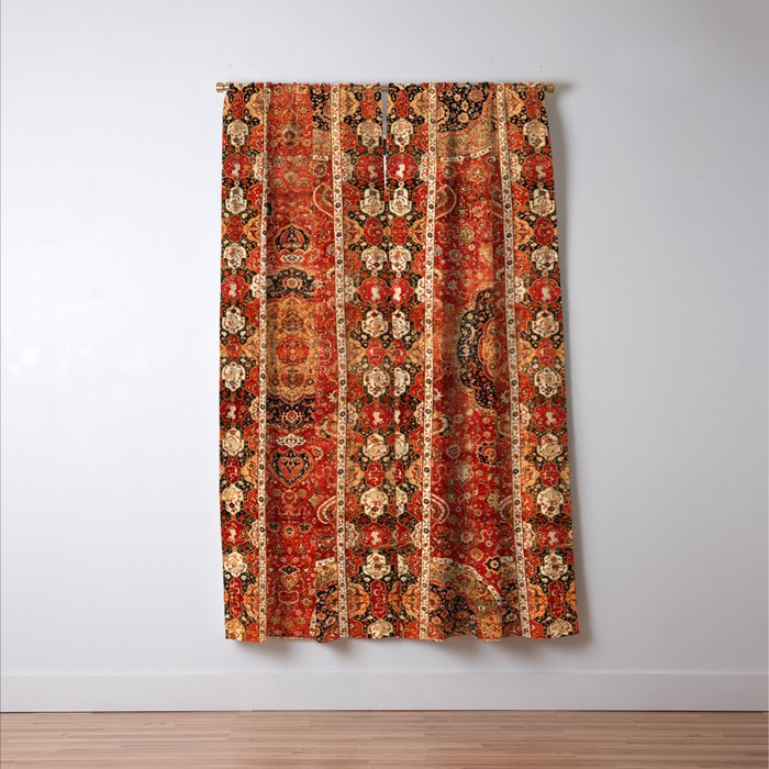 Seley 16th Century Antique Persian Carpet Print Window Curtain Gallery Image 3