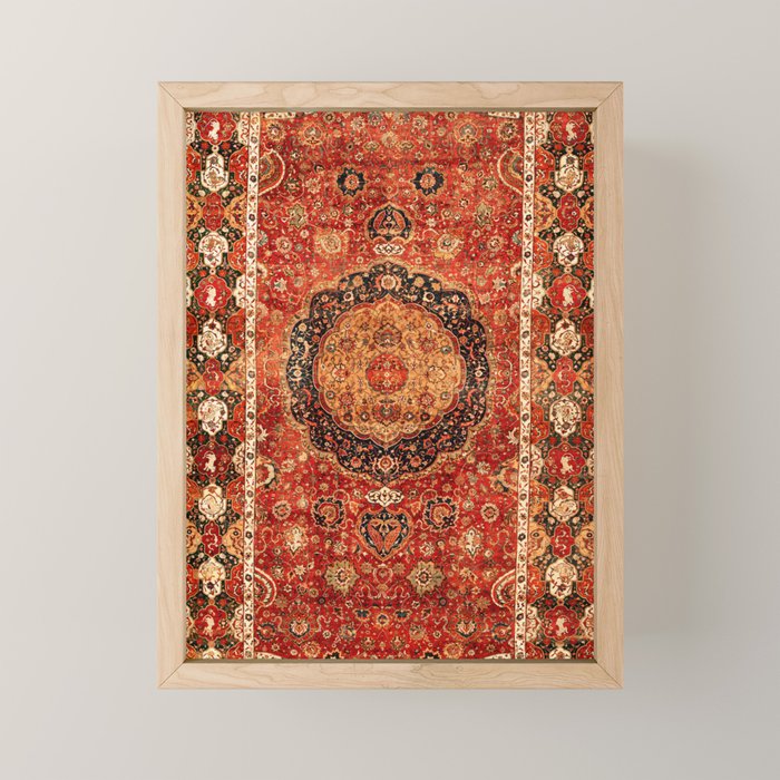 Seley 16th Century Antique Persian Carpet Print Mini Art Print Gallery Image 1