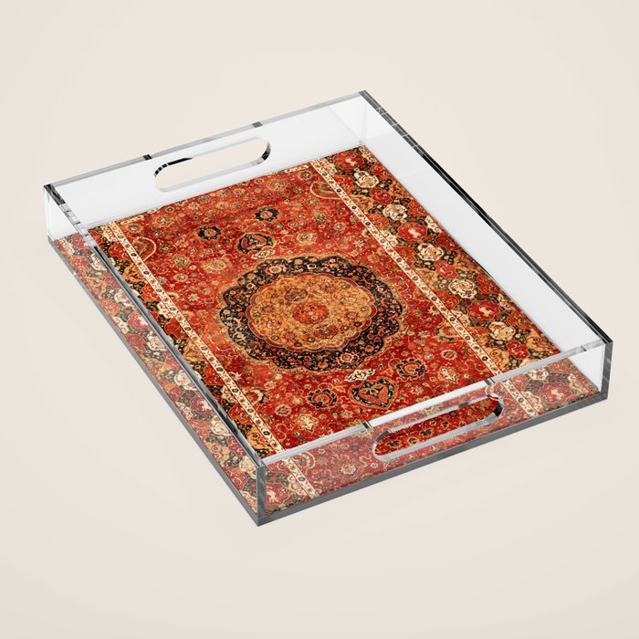 Seley 16th Century Antique Persian Carpet Print Acrylic Tray Gallery Image 1