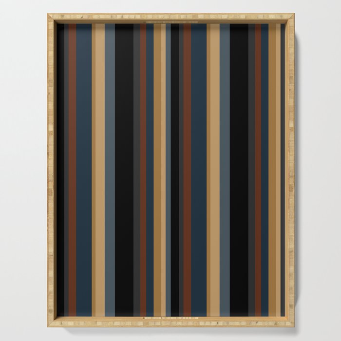 Classic Stripes V - Dark Vintage  Serving Tray Gallery Image 1