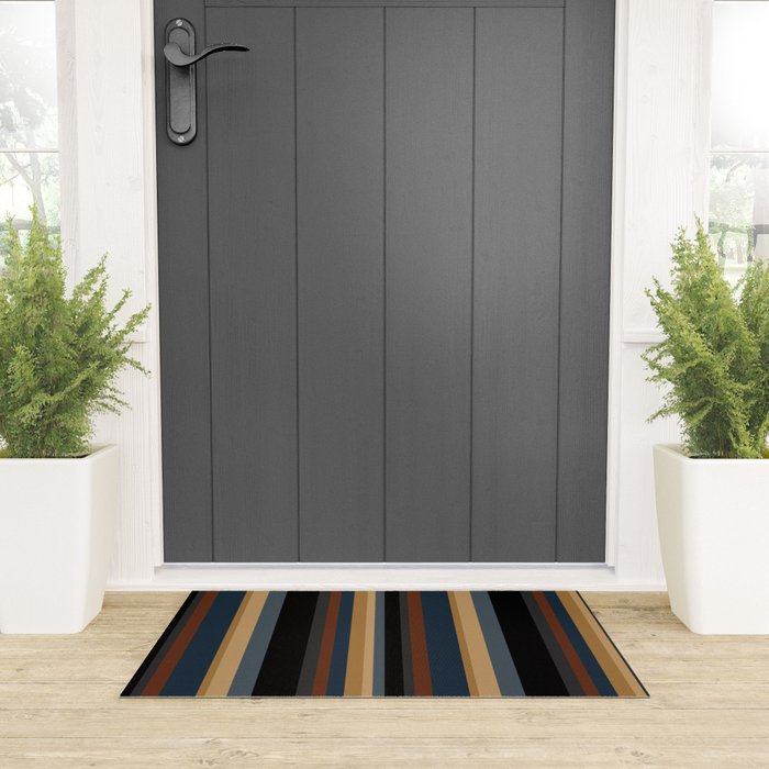 Classic Stripes V - Dark Vintage  Welcome Mat Gallery Image 3
