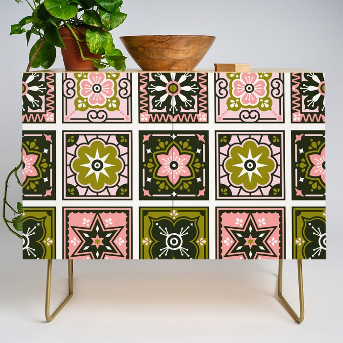 Talavera Mexican Tile - Blush & Sage Palette Credenza Gallery Image 1