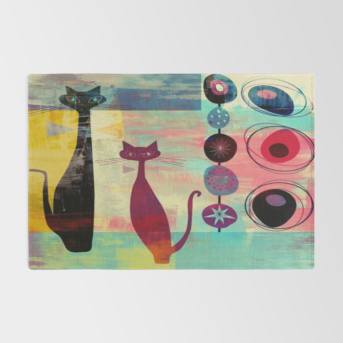 Mid-Century Modern 2 Cats - Graffiti Style Rug Gallery Image 2