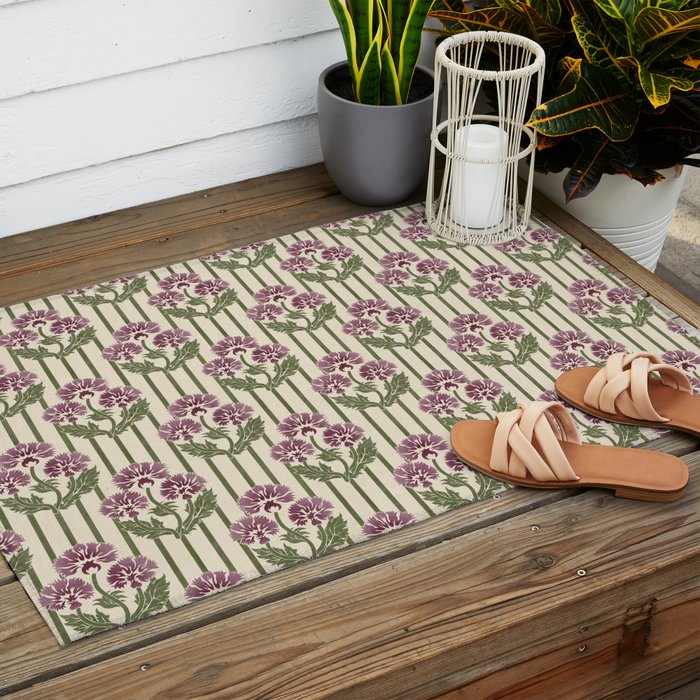 Highland Floral Stripe Outdoor Rug Gallery Image 2