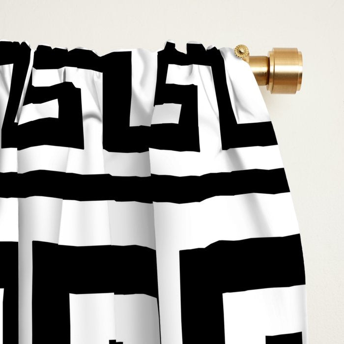 Greek Key (White & Black Pattern) Window Curtain Gallery Image 2