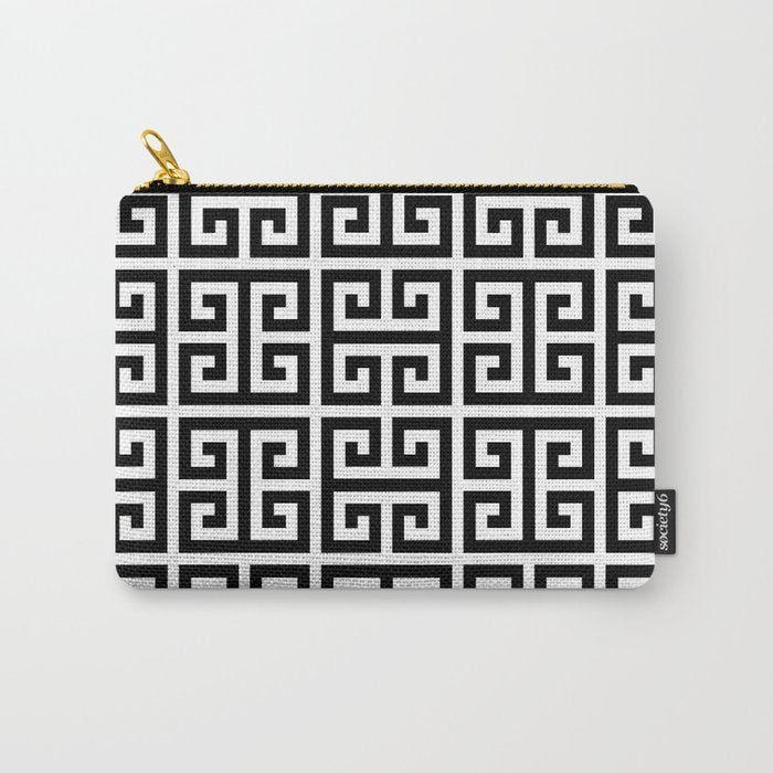 Greek Key (White & Black Pattern) Carry All Pouch Gallery Image 1
