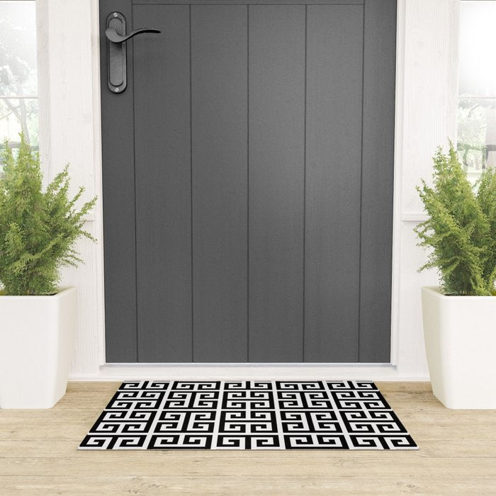 Greek Key (White & Black Pattern) Welcome Mat Gallery Image 3