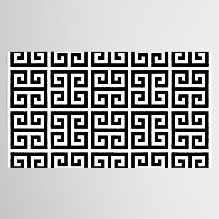 Greek Key (White & Black Pattern) Tablecloth Gallery Image 2