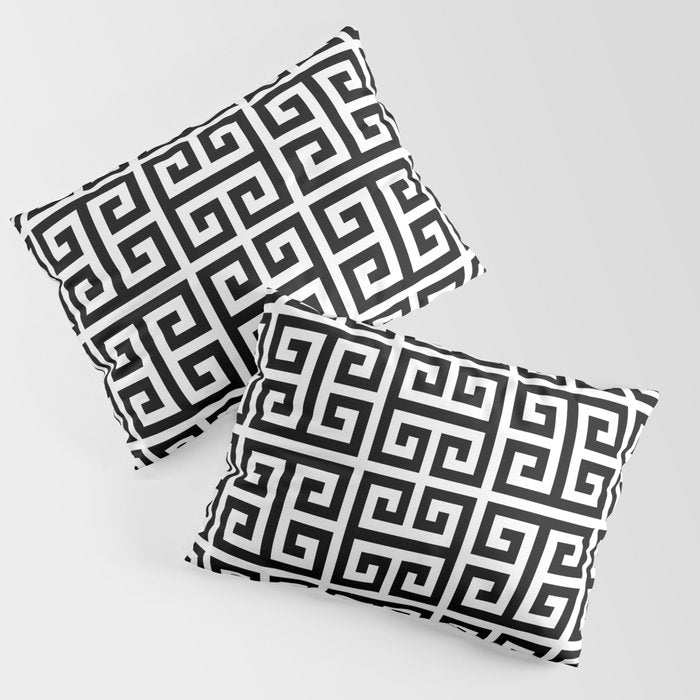 Greek Key (White & Black Pattern) Pillow Sham Gallery Image 1