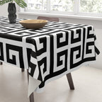 Greek Key (White & Black Pattern) Tablecloth Gallery Image 3