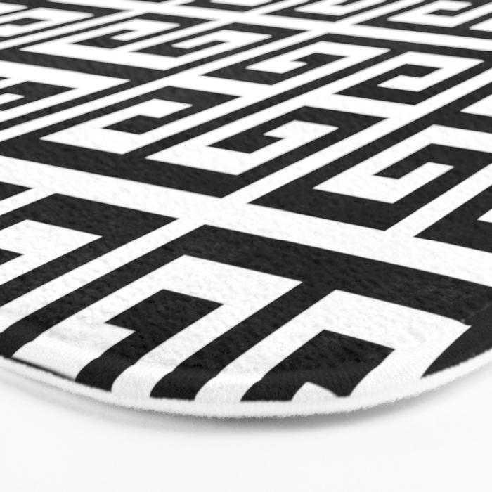 Greek Key (White & Black Pattern) Bath Mat Gallery Image 3