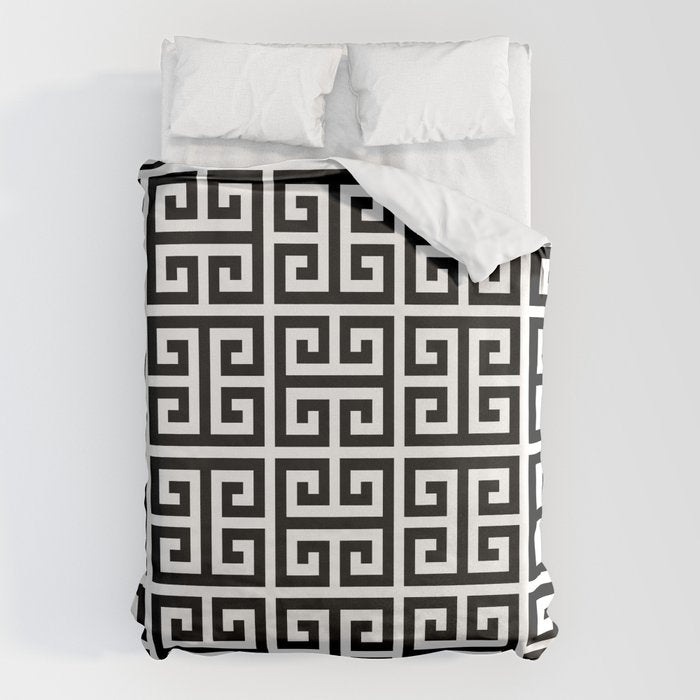 Greek Key (White & Black Pattern) Duvet Cover Gallery Image 6