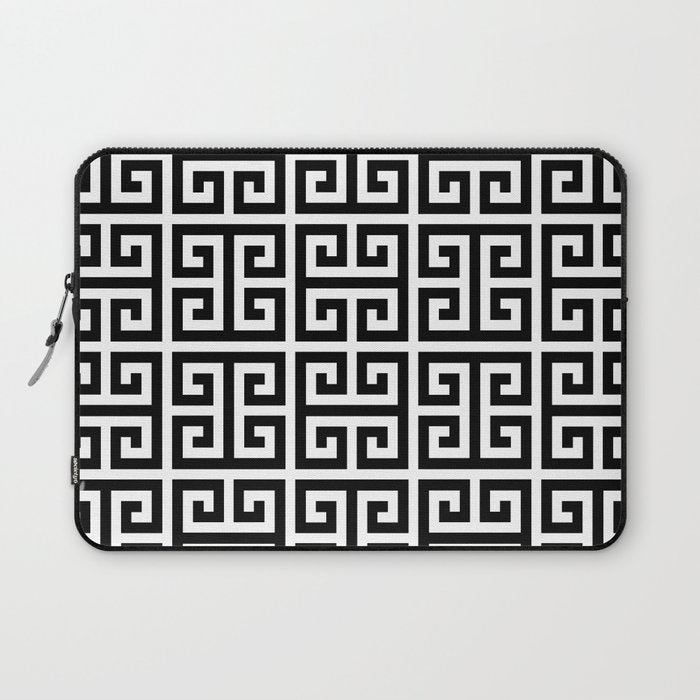 Greek Key (White & Black Pattern) Laptop Sleeve Gallery Image 1