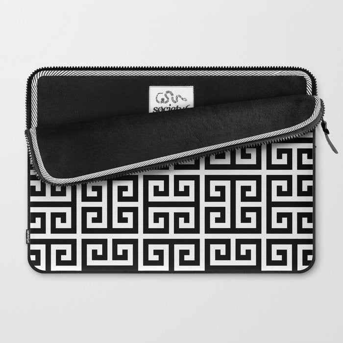 Greek Key (White & Black Pattern) Laptop Sleeve Gallery Image 2