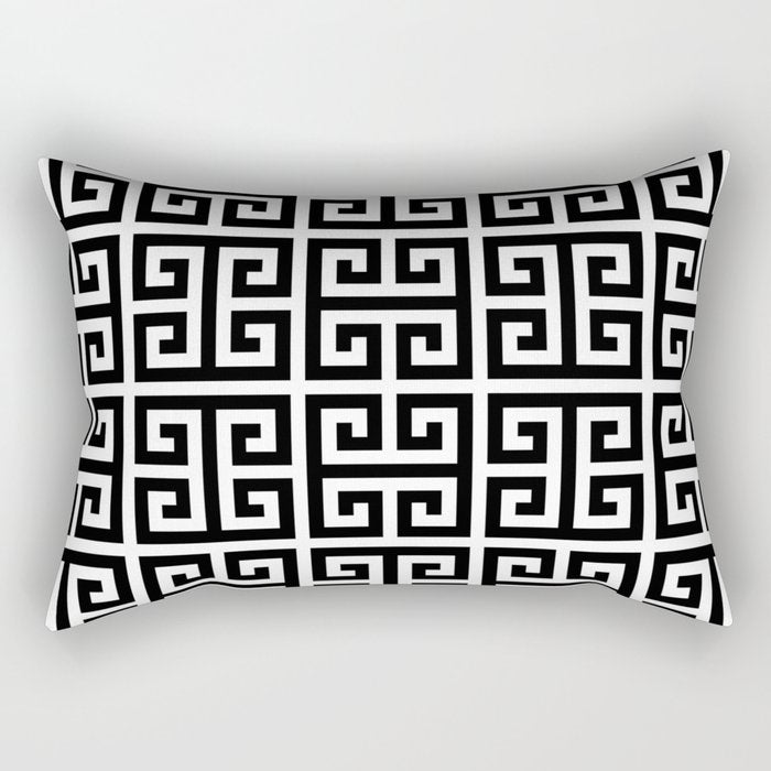 Greek Key (White & Black Pattern) Rectangular Pillow Gallery Image 2
