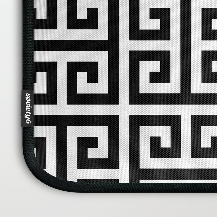 Greek Key (White & Black Pattern) Laptop Sleeve Gallery Image 3