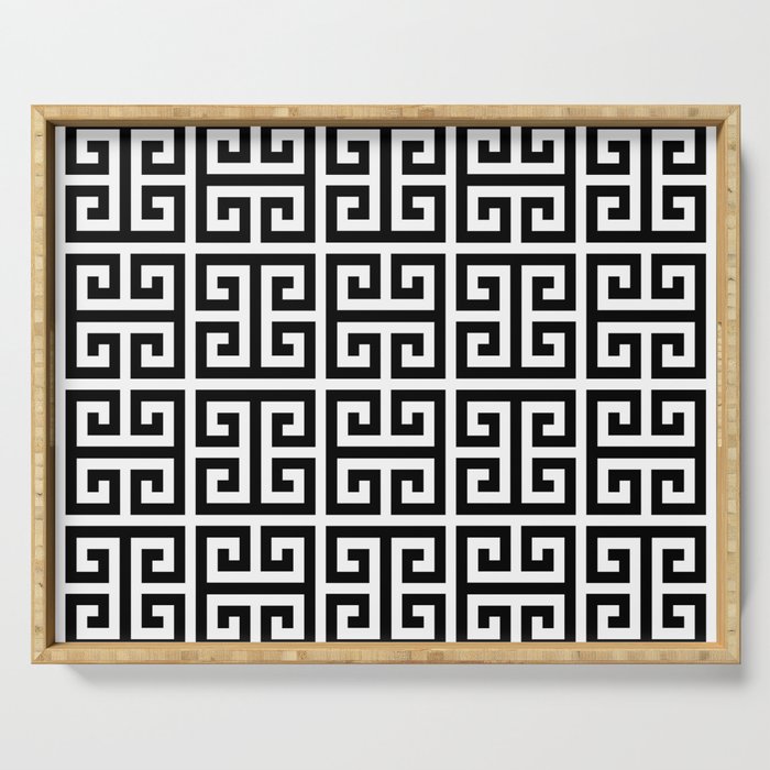 Greek Key (White & Black Pattern) Serving Tray Gallery Image 1