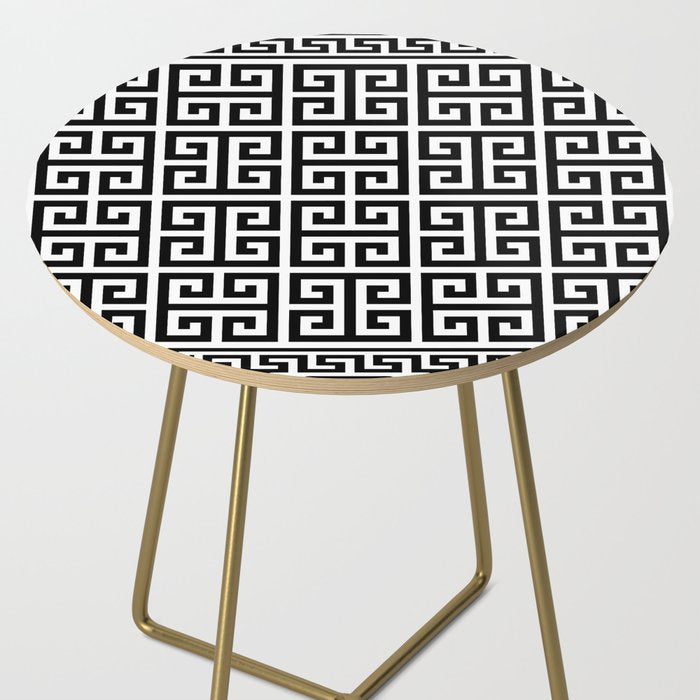 Greek Key (White & Black Pattern) Side Table Gallery Image 2
