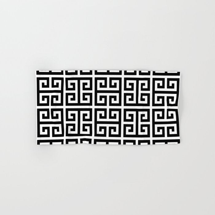 Greek Key (White & Black Pattern) Bath Towel Gallery Image 1