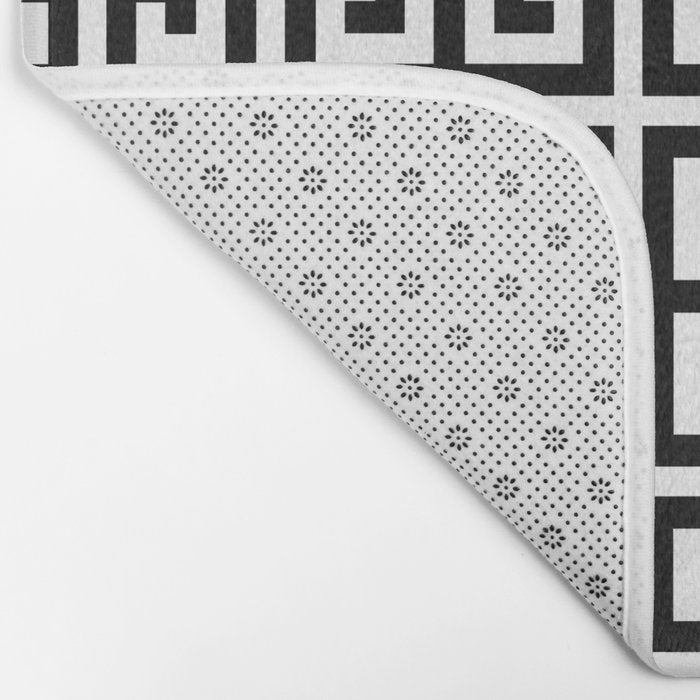 Greek Key (White & Black Pattern) Bath Mat Gallery Image 2